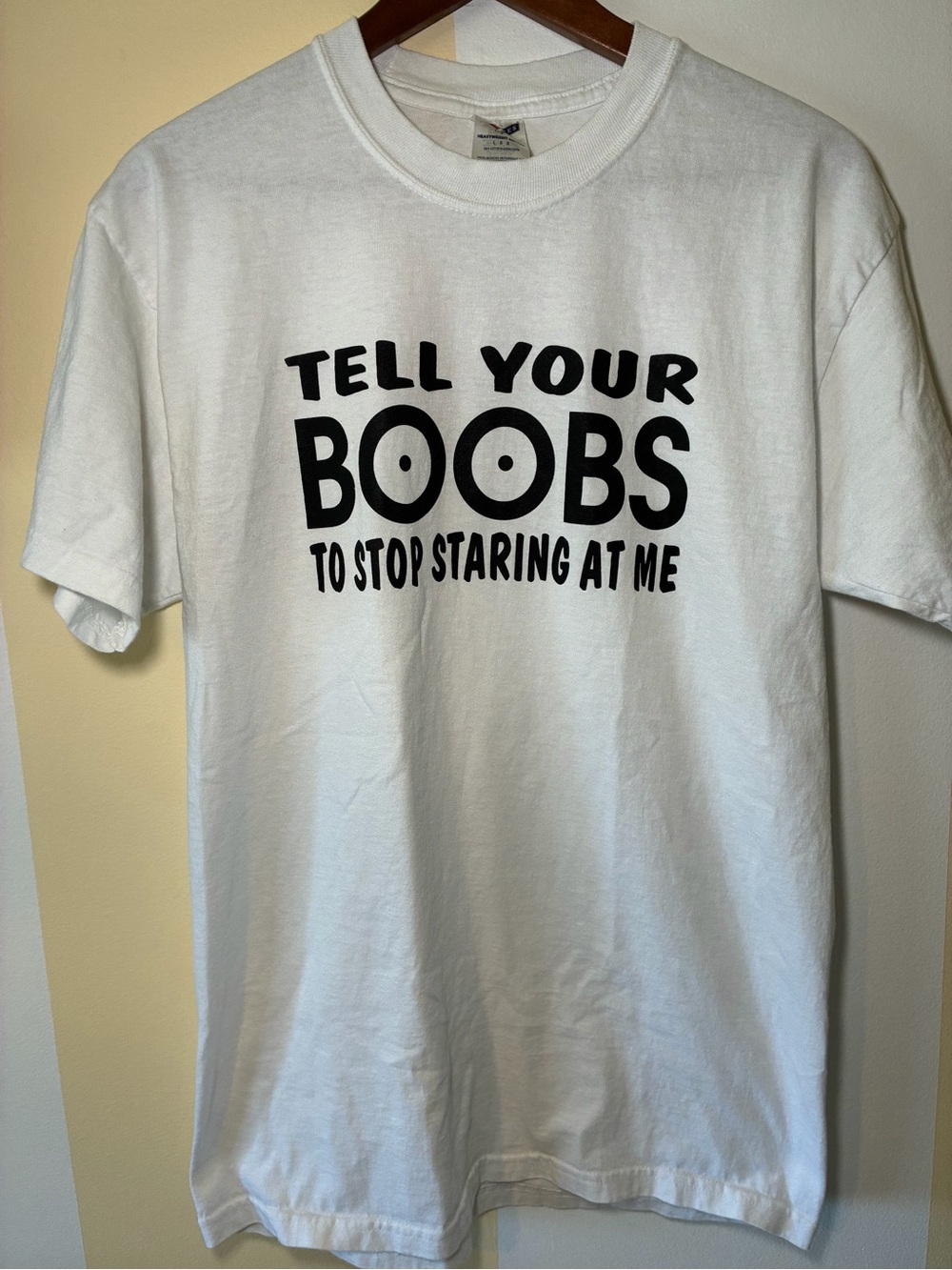 ⁠Vintage Jerzees Funny Novelty Graphic T Shirt White Large⁠